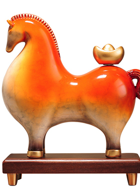 中式马上有钱马摆件开业乔迁礼物