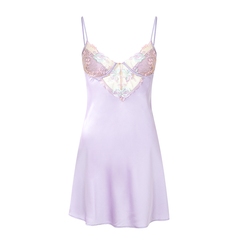 NoirTease2025年春夏季新款薄款丝质吊带睡裙女性感蕾丝纯欲睡衣