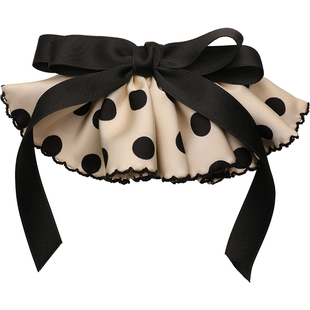 高档缎面波点蝴蝶结飘带后脑勺发饰盘发半扎发高颅顶发夹弹簧夹