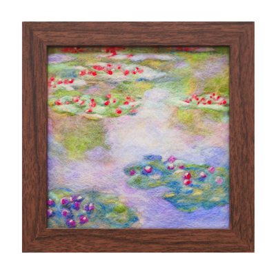 数绵羊羊毛毡戳戳乐diy材料包 莫奈睡莲相框画装饰摆件送情侣礼物