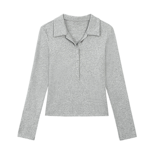 MULVAN 【现货7.5折】柏林斯日记 正肩polo领长袖针织衫女上衣