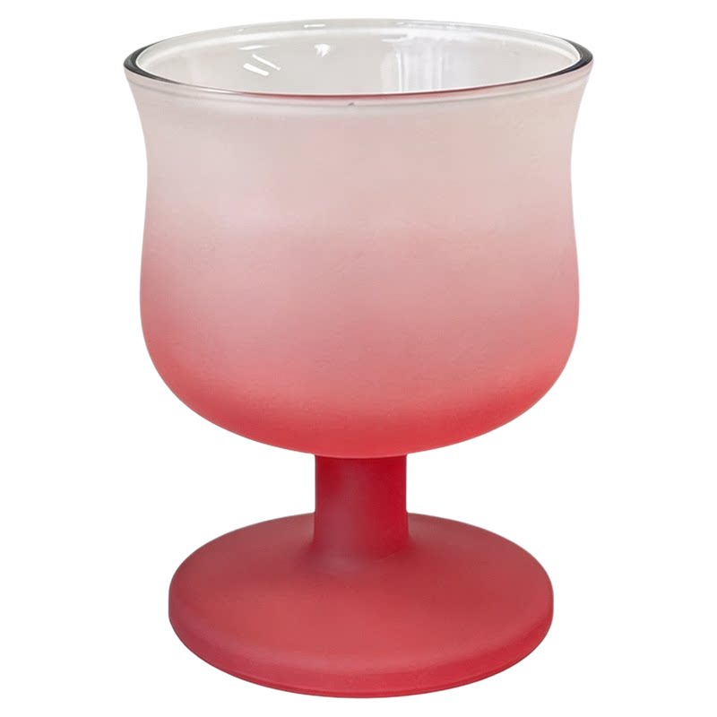 钱道嘉轻奢反口渐变粉磨砂矮脚杯