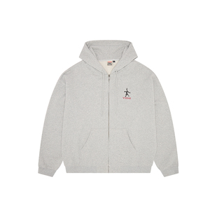 VISION官方 通灵板系列美式复古花纱Boxy短宽连帽拉链卫衣