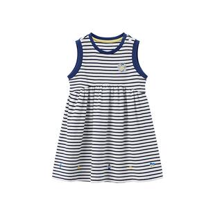 TeenieWeenie Kids小熊童装舒适夏季款女宝宝撞色条纹背心连衣裙