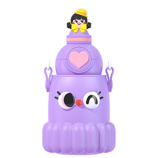 coco mango爱心款保温杯儿童吸管两用可爱女宝宝小学生便携水杯子