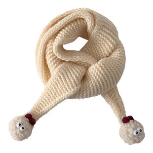 可爱小煤球三角巾秋冬保暖儿童纯色针织围巾男女童宝宝防风围脖冬