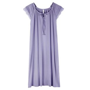 轩靓柔软睡裙女夏季薄款莫代尔无袖背心睡衣提花花边冰丝凉感宽松