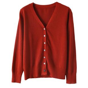 新款羊毛开衫外套女针织打底衫V领2025年春季羊绒外搭短款毛衣女