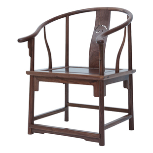 新中式实木圈椅明式老榆木主人椅太师椅禅意官帽椅仿古喝茶椅子
