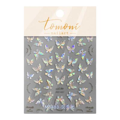 仙女款贝壳光美甲蝴蝶贴纸