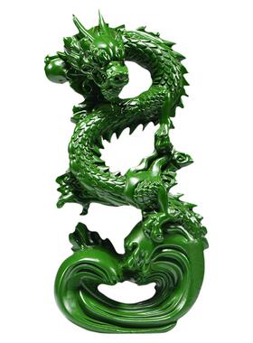 实木质绿色青龙新店开业送礼摆件