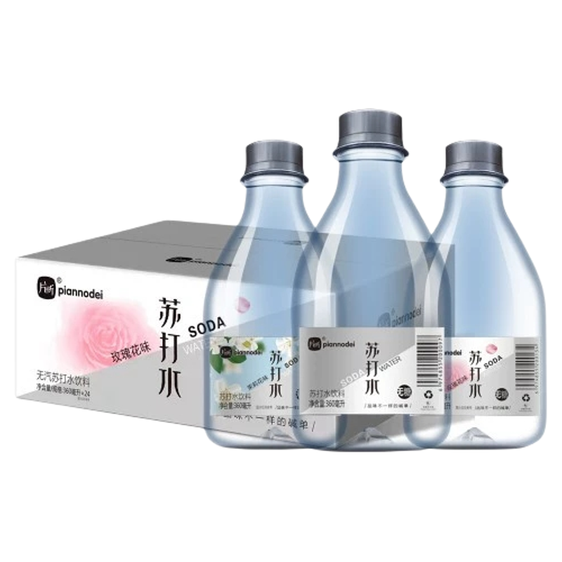 片断无汽苏打水饮料无糖弱碱原味玫瑰花茉莉花360ml*24瓶整箱新货