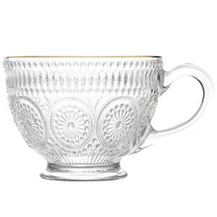 摩登主妇高颜值透明玻璃杯带把手牛奶咖啡杯子早餐杯水杯家用茶杯