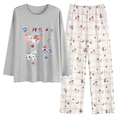 都市丽人纯棉带胸垫睡衣女款套装