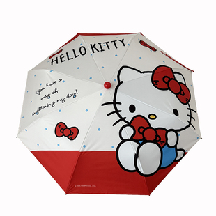 正版Hellokitty小红靴子雨伞女晴雨两用高颜值kt猫黑胶防晒太阳伞