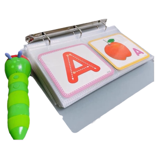 放毛毛虫点读卡收纳册拼音字母卡宝宝识字卡片包生字单词保存册集儿童幼儿园四五快读英语单词卡认知早教闪卡