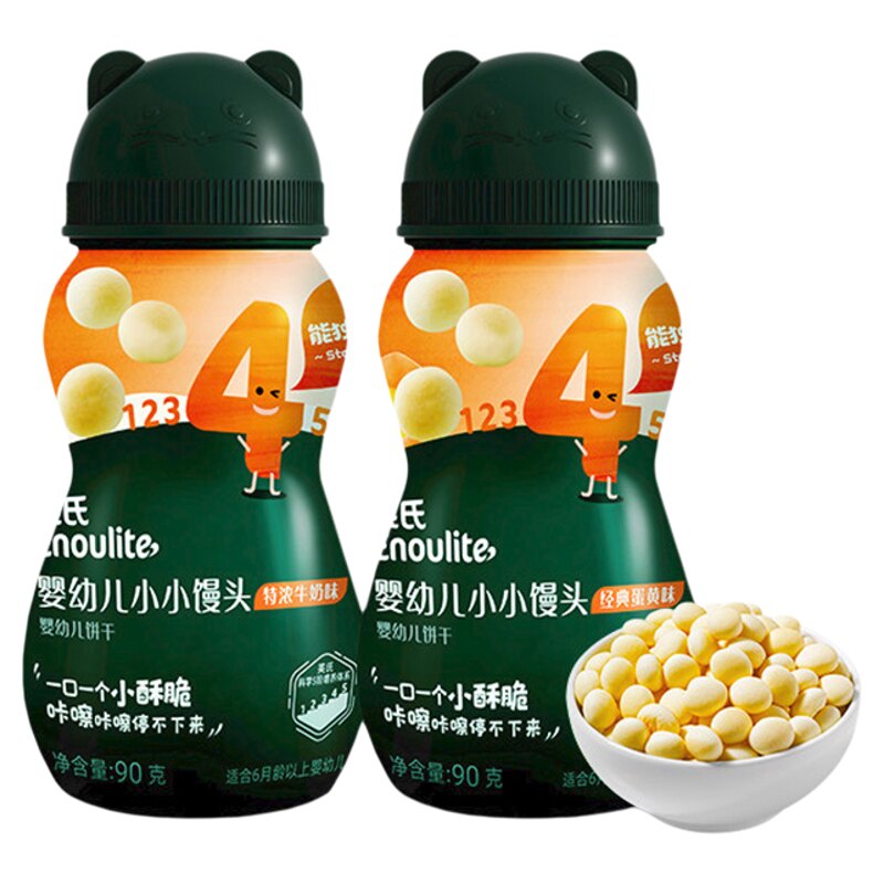 英氏6个月以上小馒头婴幼儿辅食酥脆易溶零食同款宝宝牛奶非溶豆