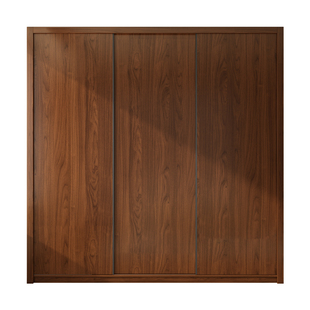 政补定制轻奢推拉门衣柜移门收纳家用卧室中古风实木储物柜子衣橱