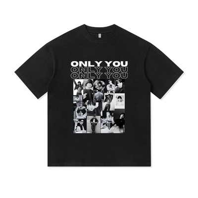 田柾国BTS拼图黑白风粉丝应援周边重磅纯棉T恤半袖杉情侣男女同款