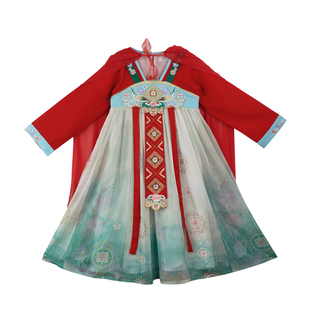 昭君全程锦绣原创女童汉服连衣裙春季超仙气古风唐制齐胸襦裙斗篷