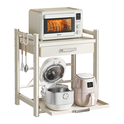 微波炉置物架可抽拉台面收纳架
