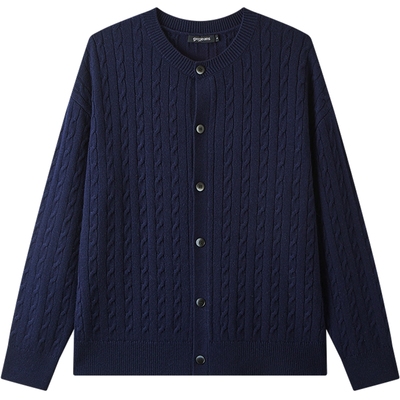 gxg.jeans男装 多色绞花毛衣含羊毛休闲保暖针织衫外套男25秋新品