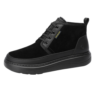 Goldlion男鞋官方正品2025冬季新款休闲皮靴耐磨防滑保暖棉靴男士