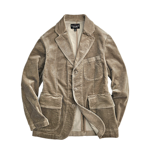 西里布卡其色灯芯绒商务休闲西服条绒便装外套美式复古新品非rrl