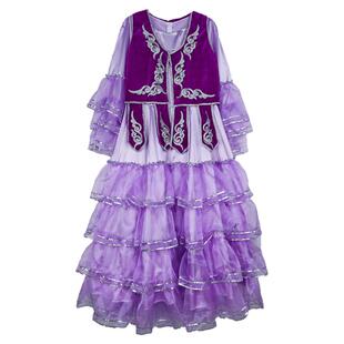 新疆舞蹈连衣裙民族风舞服两件套新疆哈萨克族女舞蹈舞台演出服装