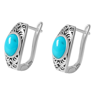 宫里上新绿松石耳饰纯银蓝色耳环耳钉女小众设计感耳扣生日礼物