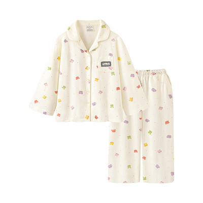 睡衣女款春秋纯棉长袖小熊家居服