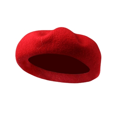 IDPAN帽子冬季新款羊毛安可拉红色时尚贝雷帽洋气画家帽子女
