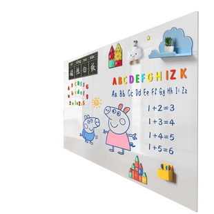 儿童涂鸦墙家用教学可擦写字磁性墙面板画画板自粘贴纸免打孔小白板可移除不伤墙家庭黑板磁吸照片墙白板墙贴
