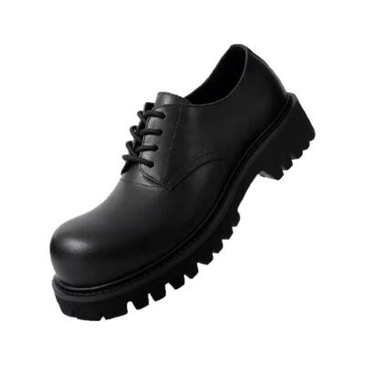 米奇大头德比鞋男真皮夏季黑色休闲皮鞋男女潮鞋通勤厚底增高5cn