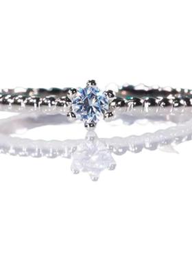 莫桑石简约小众六爪小米珠戒指