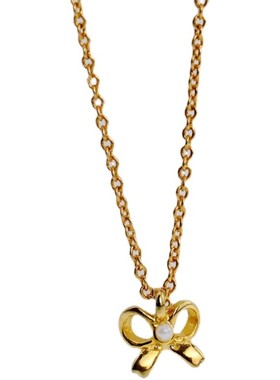 饰品珍珠蝴蝶结吊坠项链颈链百搭