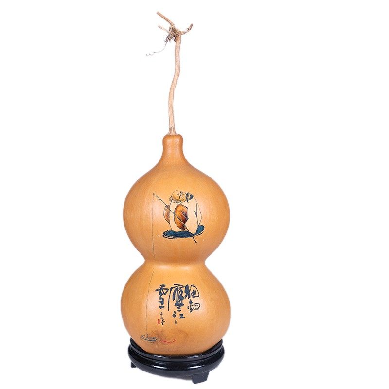 天然特大葫芦摆件手工雕刻墨刻