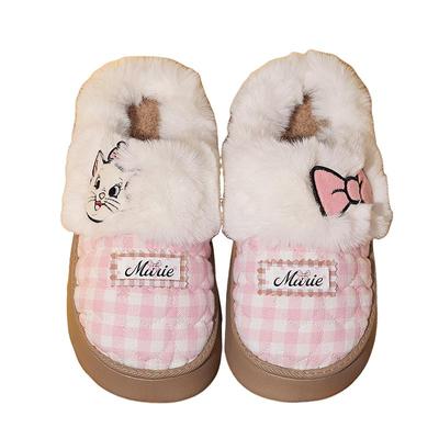 Gukoo/果壳拖鞋女冬季玛丽猫联名新款加绒保暖女士居家棉拖鞋
