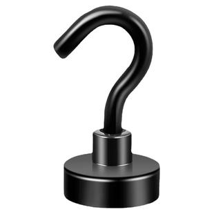 钕铁硼强力磁吸挂钩黑色免胶无痕磁吸宿舍门后可旋转强磁挂钩