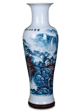 景德镇陶瓷名师高端手绘大号花瓶客厅书房酒店公司落地高摆件送礼