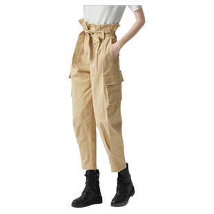 裤子女2024春新款休闲裤ins潮宽松高腰工装裤显瘦百搭女裤纸袋裤