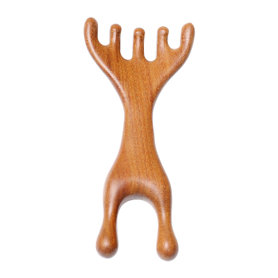 头部按摩梳子鹿角五爪檀木头皮经络头疗养生小青蛙疏通刮鼻梁神器