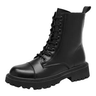 Walker Shop马丁靴女鞋2026新款冬季简约ins百搭小短靴女鞋黑色