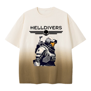 绝地潜兵2地狱潜者ps5游戏steam周边同款渐变短袖T恤男女夏季衣服