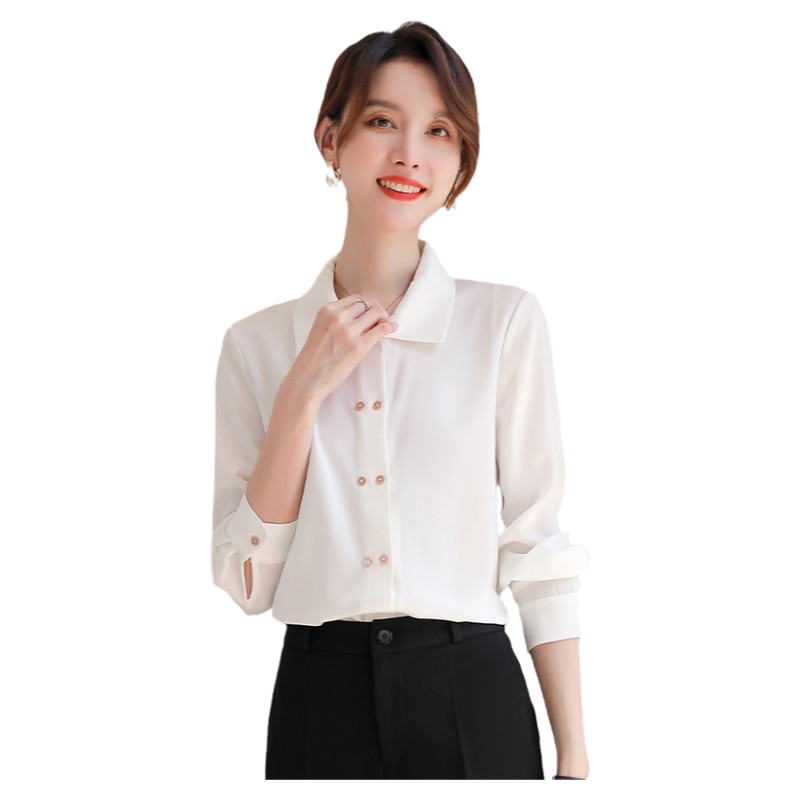 诗璐雅干练气质白衬衫女OL正装上衣春秋时尚设计感职业通勤白衬衣