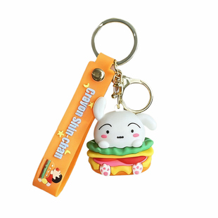 创意汉堡蜡笔小新公仔钥匙扣可爱卡通玩偶包包挂件车钥匙链小礼品