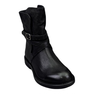 乐魔欧洲站欧货真皮女靴2025秋季新款低跟平底马丁靴圆头英伦短靴