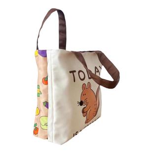 Ndht卡通拼色多功能妈咪包手提款多层分区大容量高颜值轻便便当包