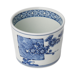 日本波佐见烧高山猪口杯日式陶瓷手握杯家用青花瓷水墨风茶杯单杯