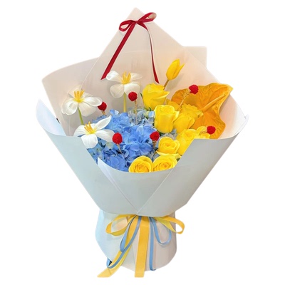 格菲茉黄玫瑰混搭同城配送